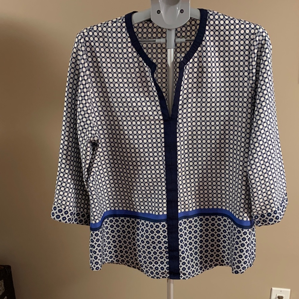 Antilia Femme Navy and White Women's Top X-Large long sleeves
